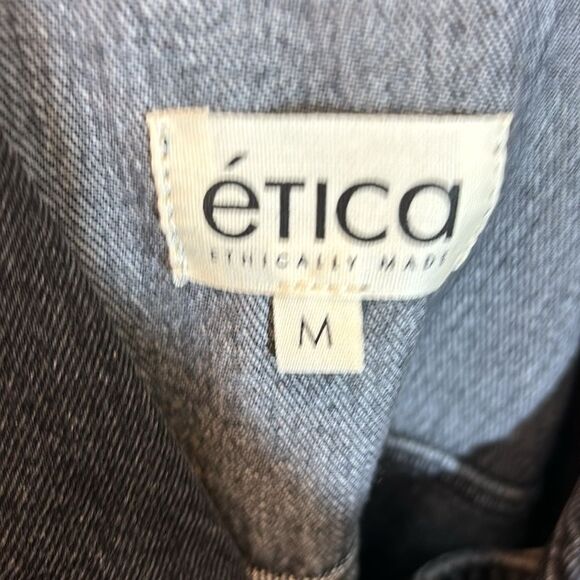 Etica Malloy moto jacket denim black ice edgy rocker sustainable capsule new med - Picture 12 of 13